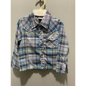 Vintage Toddlers Western Shirt Metal Button Up Long Sleeve Sz 12mo Lollytogs